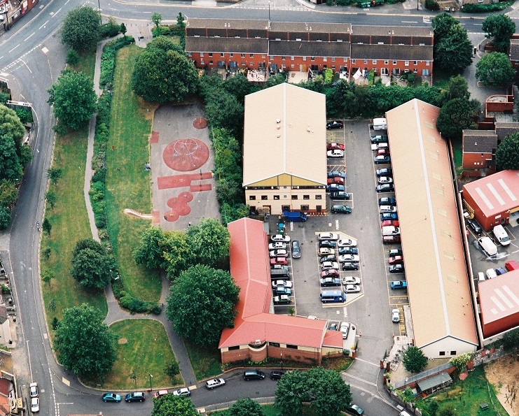 Aerial image showing Easton Business Centre, Felix Road, Easton where the DCS offices are located.