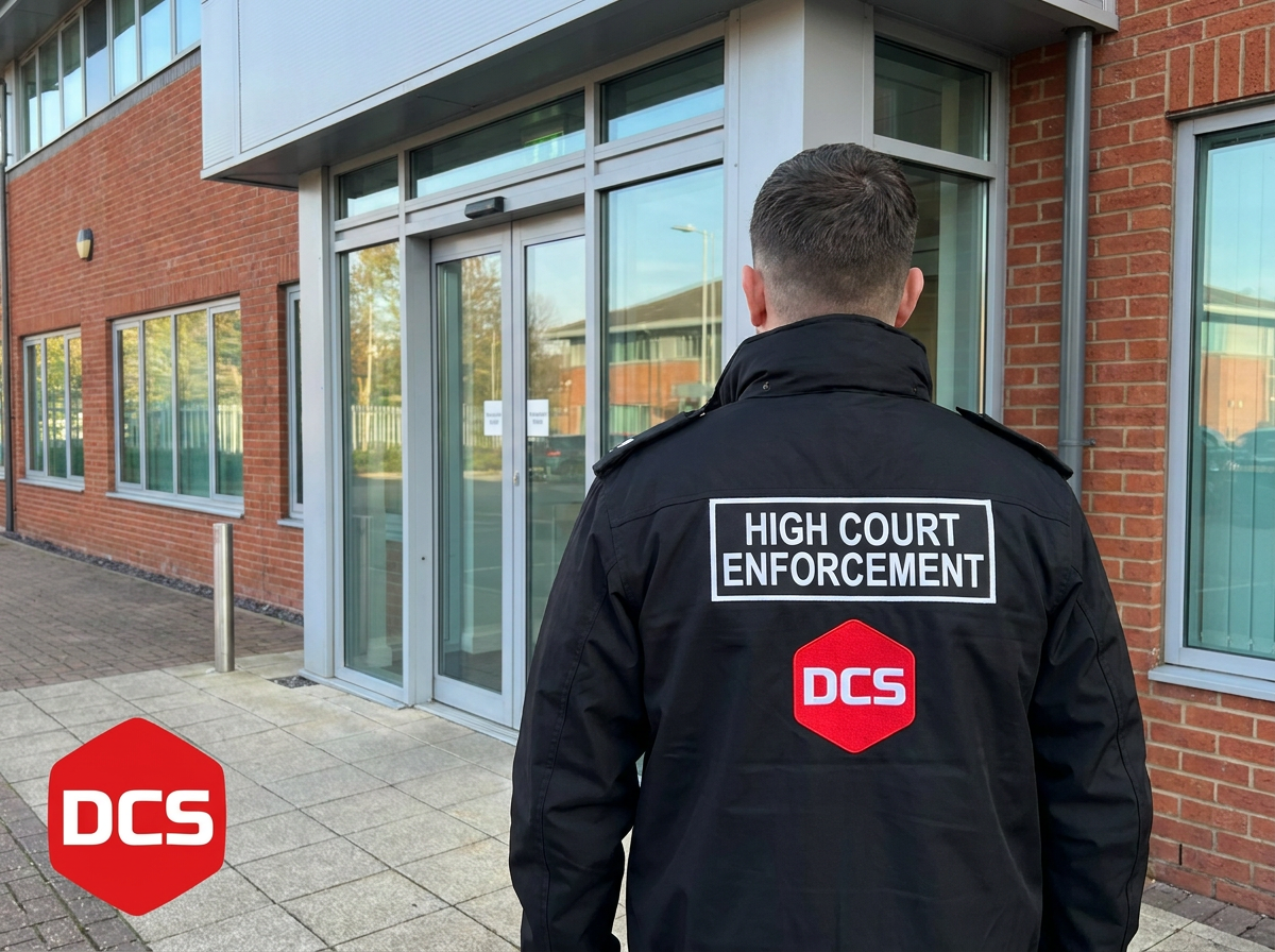 Image of High Court Enforcement Agent at the doors to business premises